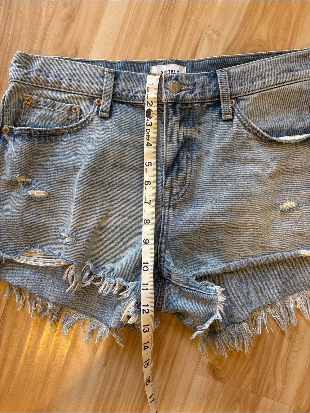 Pistola Light Wash Distressed Denim Cutoff Shorts. - Picture 6 of 6